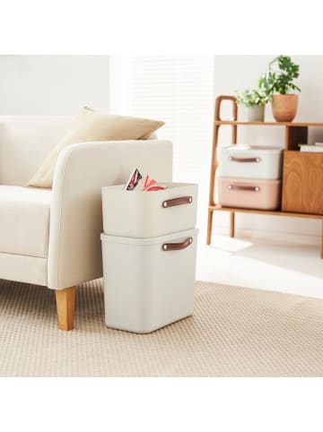 Rotho 2er-Set Kiste mit Deckel Maloja 12l in Mistletoe weiß