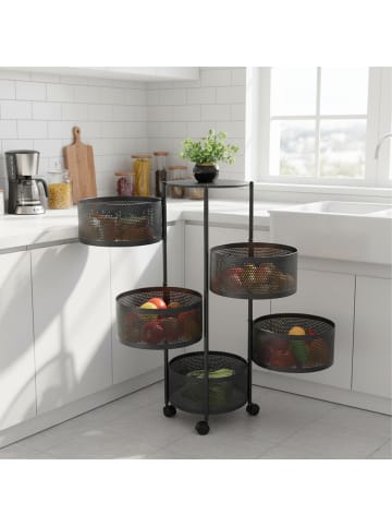 relaxdays Küchenwagen in Schwarz - (H)90 x Ø 34 cm
