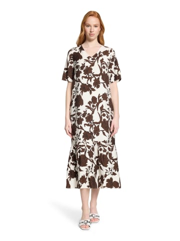 CARTOON Midikleid mit Volant in Weiß/Braun