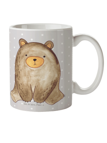 Mr. & Mrs. Panda Kaffeetasse Bär sitzend ohne Spruch in Grau Pastell