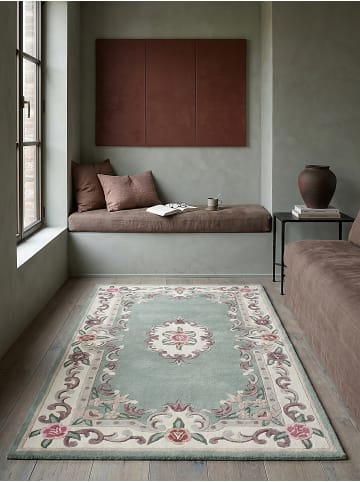 KADIMA DESIGN Wollteppich Kurzflor BEAULY Naturfaser Traditionell Wohnzimmer in Grün-Beige
