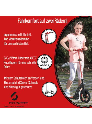 SIX DEGREES Aluminium Scooter 230/215 mm in rot