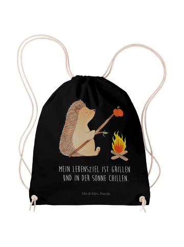 Mr. & Mrs. Panda Sportbeutel Igel Grillen mit Spruch in Schwarz