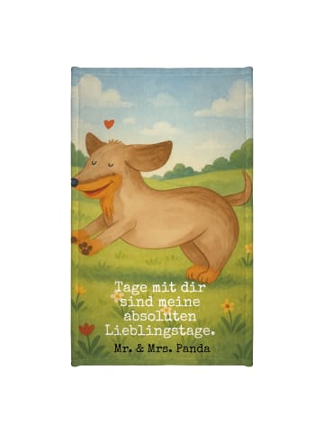 Mr. & Mrs. Panda Frotteetuch Hund Dackel Design mit Spruch in Weiß