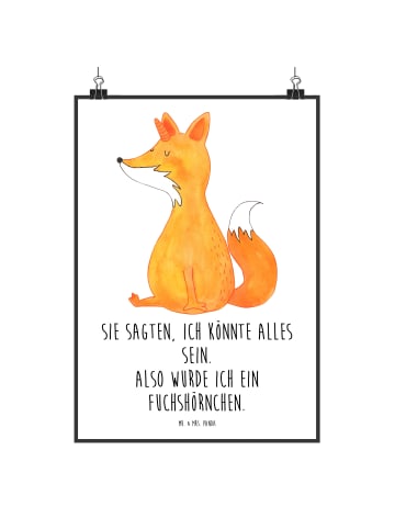 Mr. & Mrs. Panda Print Einhorn Fuchs mit Spruch in Weiß