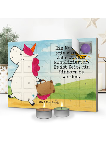 Mr. & Mrs. Panda Adventskalender Einhorn Koffer Design mit Spruch in Weiß