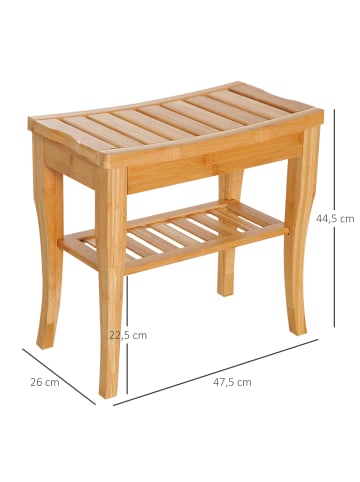 HOMCOM Duschhocker-47,5L x 26B x 44,5H cm-Naturholz