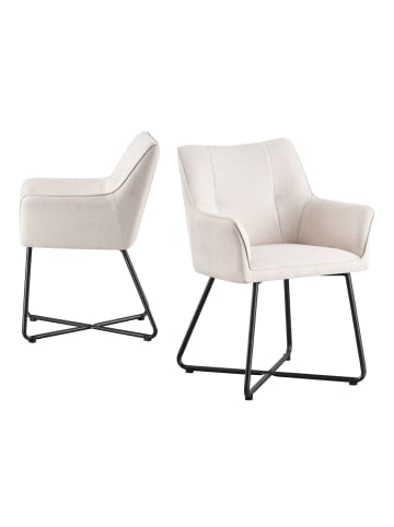 B&D Home 2er-Set: Esszimmerstuhl BREIGHT in Creme - (B)56 x (H)83 x (T)59 cm