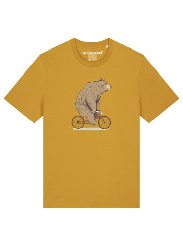 wat? Apparel T-Shirt Fahrradbär in Ocker