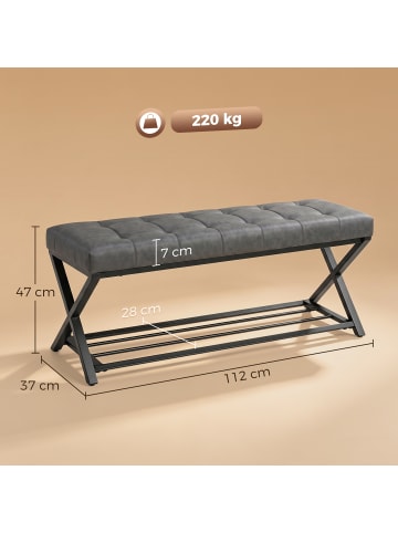 HOMCOM Schuhbank-112L x 37B x 47H cm-Dunkelgrau