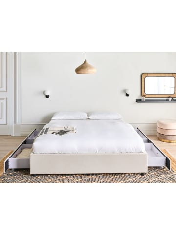 Beliani Doppelbett PRADES in Beige - (W) 169 x (H) 32 x (L) 211 cm