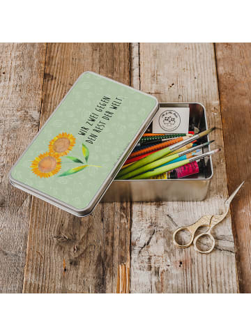 Mr. & Mrs. Panda Geschenkbox Blume Sonnenblume mit Spruch in Blattgrün