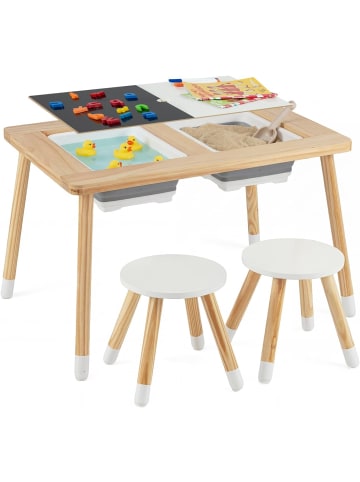 COSTWAY 3 tlg. Spieltisch Set 6 in 1 ab 3 Jahren in Hellbraun