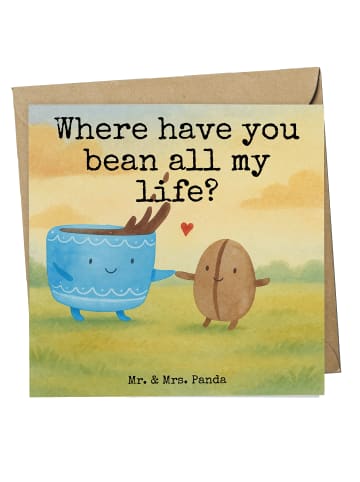 Mr. & Mrs. Panda Grußkarte Kaffee Bohne Design mit Spruch in Weiß