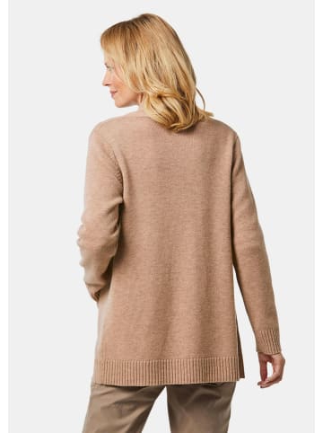 GOLDNER Kurzgröße:  Strickjacke Langarm Cardigan aus Merino in beige / melange