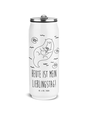 Mr. & Mrs. Panda Getränkedosen Trinkflasche Otter Seerose mit Sp... in Weiß