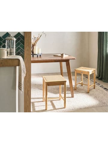 Beliani 2er-Set Hocker EVIRES in Braun/Beige