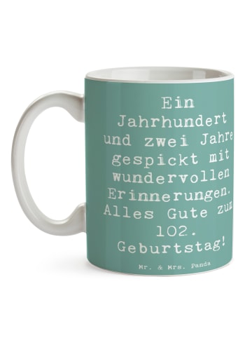 Mr. & Mrs. Panda Kaffeebecher Spruch 102. Geburtstag mit Spruch in Meeresbrise