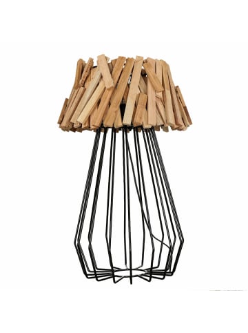 Licht-Erlebnisse Tischlampe (B)35 x (H)58 cm in Holz (Natur) Schwarz