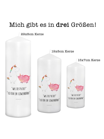 Mr. & Mrs. Panda Kerze Einhorn Schwein mit Spruch in Weiß