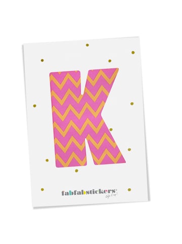 Fabfabstickers Buchstabe "K" aus Stoff in Pink-Mix zum Aufbügeln