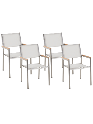Beliani 4er-Set Gartenstuhl GROSSETO in Weiß/Silber/Braun