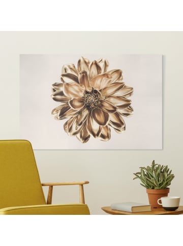 WALLART Leinwandbild - Dahlie Blume Gold Metallic in Gold