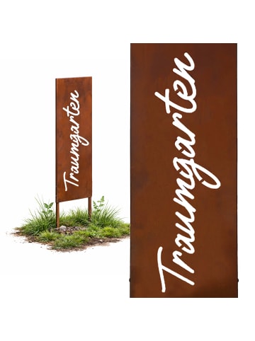 relaxdays Edelrost-Gartendeko "Traumgarten" in Braun - 85 x 28 cm