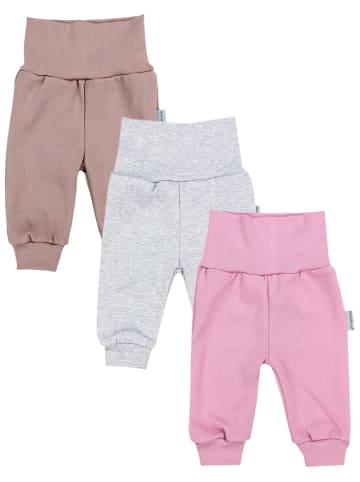 TupTam 3er- Set Jogginghosen in beige/rosa