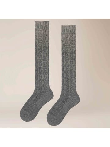 Kunert Kniestrümpfe Heritage Structure Socks gemustert in Silver-mel.