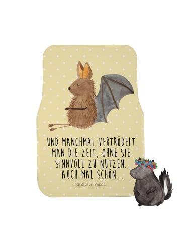 Mr. & Mrs. Panda Automatte Fledermaus Sitzen mit Spruch in Gelb Pastell