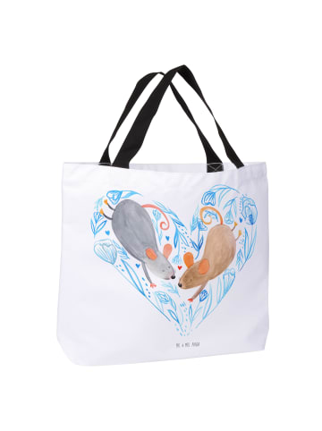 Mr. & Mrs. Panda Tote Bag Mäuse Herz ohne Spruch in Weiß