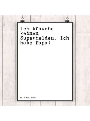 Mr. & Mrs. Panda Poster Ich brauche keinen Superhelden.... mit S... in Weiß