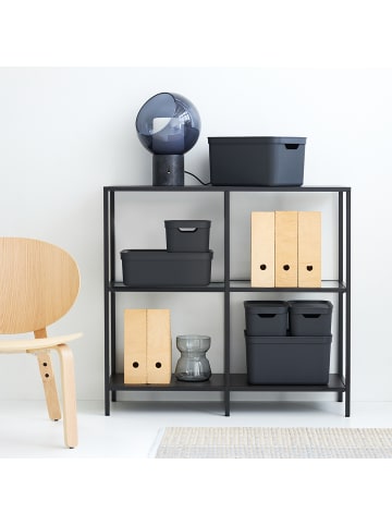 Rotho 3er Set Aufbewahrungsbox mit Deckel 10L JIVE in Holzkohle schwarz ged.