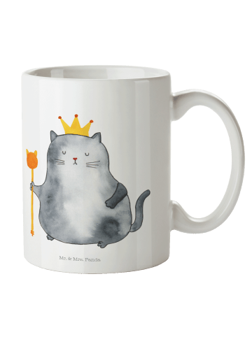 Mr. & Mrs. Panda Tasse Katze König ohne Spruch in Weiß