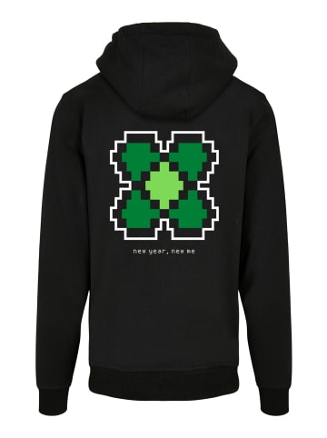 F4NT4STIC Basic Hoodie Silvester Happy New Year Pixel Kleeblatt in schwarz