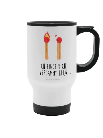 Mr. & Mrs. Panda edelstahl isolierbecher Streichhölzer mit Spruch in Weiß