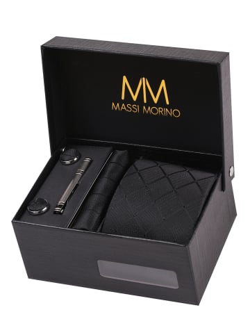 Massi Morino  Krawatten-Set in Schwarz Quadrat