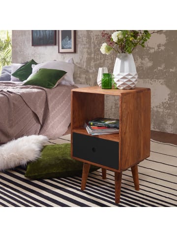 KADIMA DESIGN Retro Nachtkonsole REPA / Sheesham-Holz Nachttisch mit Schublade
