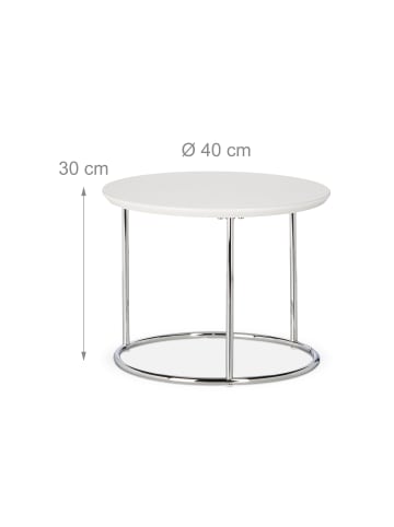 relaxdays 2x Beistelltisch in Weiß - (H)60 x Ø 60 cm