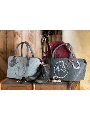 GMD Living 2er Set Filztasche Pferdekopfmotiv in Hellgrau & Dunkelgrau