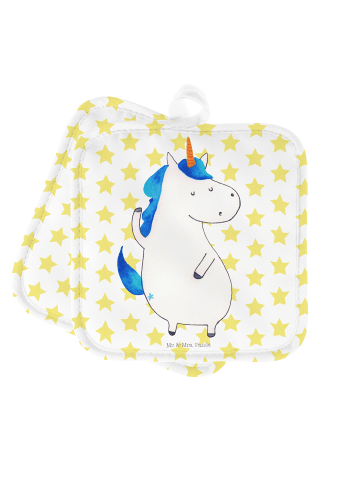 Mr. & Mrs. Panda Topflappen Einhorn Mann ohne Spruch in Weiß