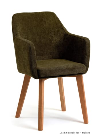 58 aufm Kessel ARMLEHNSTUHL (4er-Set) Darleen 57x87x60 Eiche geölt/Khaki