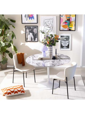 home24 Esstisch Vernet in Marmor Weiß Dekor