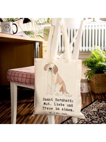 Mr. & Mrs. Panda Tasche Sankt Bernhard mit Spruch in Creme
