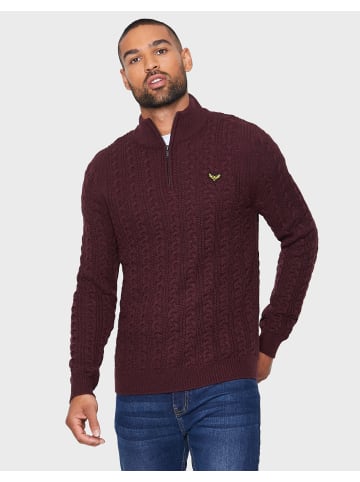 Threadbare Stehkragenpullover Swindon in Burgundy-Aubergine