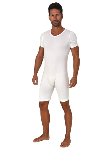 NORMANN Pflegebody kurzarm diagonalem Reißverschluss - 51423 in weiss