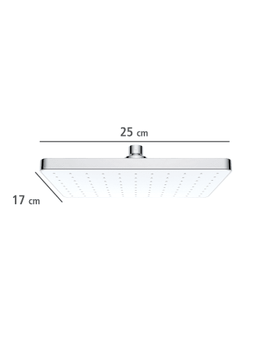 Wenko Regendusche, Deckenbrause, quadratisch in Silbern, (B) 17 x (L) 25 cm