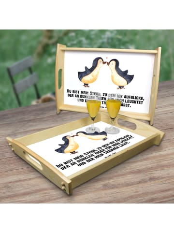 Mr. & Mrs. Panda Servierplatte Pinguin Liebe mit Spruch in Weiß