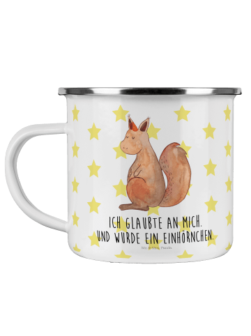 Mr. & Mrs. Panda Tasse Einhorn Glauben mit Spruch in Weiß
